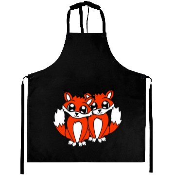 Discover 2 Foxes Friends Red Fox Two Wild Animals Team Crew Aprons