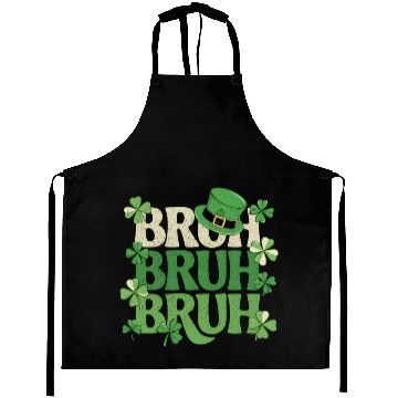 Discover Bruh St. Patrick's Day Funny Green Shamrock Aprons