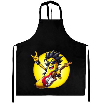 Discover Cool Banana Playing Guitar Aprons