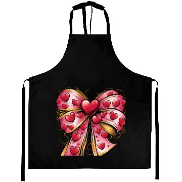 Discover Valentine day Heart Coquette bow Bowtiful Arrangem Aprons