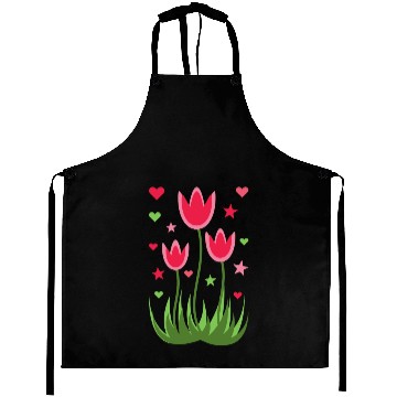 Discover Flowers With Hearts And Stars Aprons