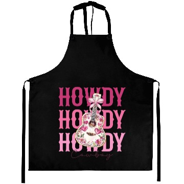 Discover Howdy Howdy Cowboy Pink Guitar Aprons