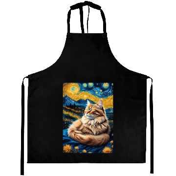 Discover Cat painting red black cat Aprons