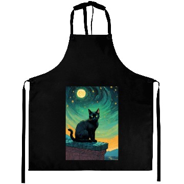 Discover Cat painting red black cat Aprons