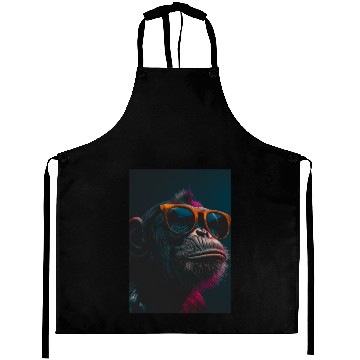 Discover Cool monkey with glasses. Funny animal art Aprons