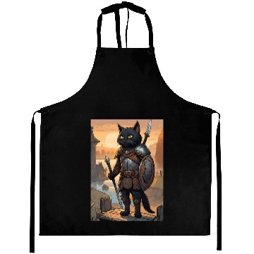 Discover Cat painting red black cat Viking Aprons