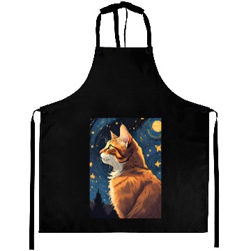Discover Cat painting red black cat Aprons