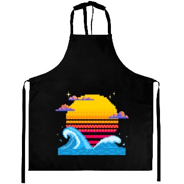 Discover Pixel Sunset Horizon Aprons