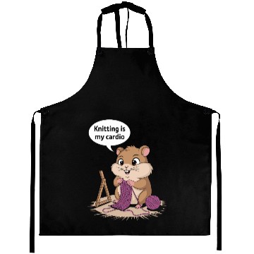 Discover Knitting Is My Cardio Hamster Fun Aprons