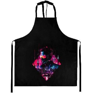 Discover Retro Car Man Vaporwave City Synthwave 90s Aprons