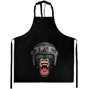 Discover Biker Gorilla Motorcycle Silver Back Monkey Aprons