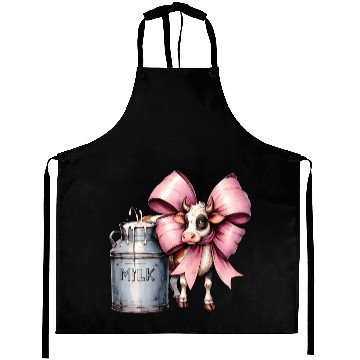 Discover Coquette Bow Cow Farmer Milk Dairy Farmer Farming Aprons