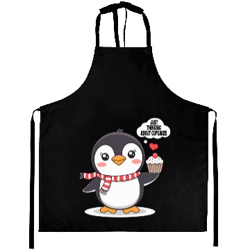 Discover Penguin Thinking About Cupcakes Fun Animal Graphic Aprons
