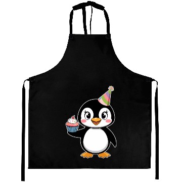 Discover Birthday Joyful Penguin With Cupcake Aprons