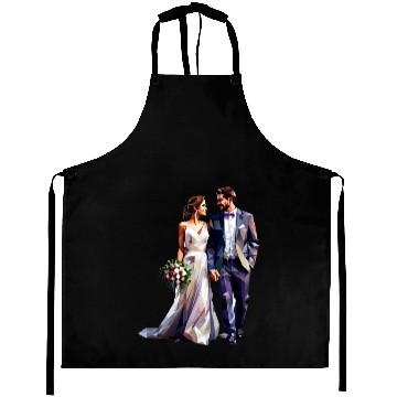 Discover Elegant Bride and Groom Wedding Design Aprons