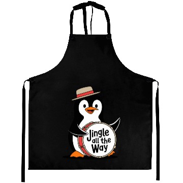 Discover Jingle All The Way Penguin Drummer Fun Holiday Aprons