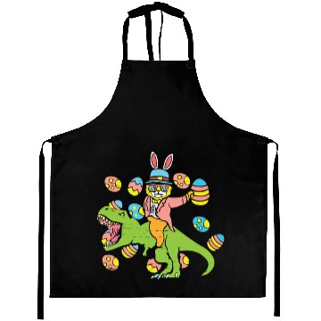Discover Cat Easter Bunny Riding Trex Egg Hunt Dinosaur Aprons