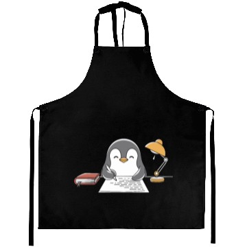 Discover Writer Author Penguin Scribbling at Desk Aprons