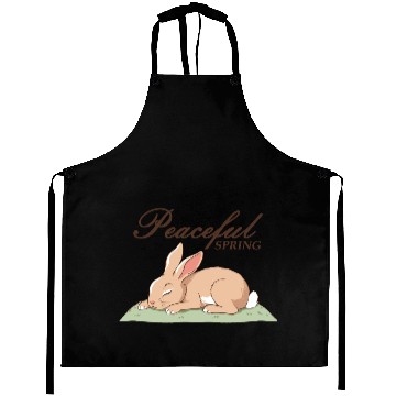 Discover Peaceful Spring - Retro Bunny Illustration Aprons