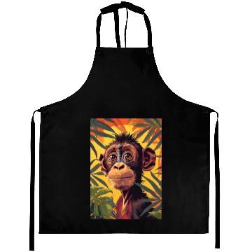 Discover Chimpanzee close-up among branches. Aprons