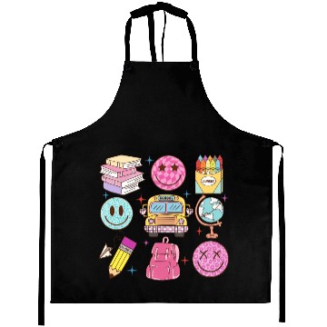 Discover Back To School School Bus Smiling Faces Pencil Cra Aprons