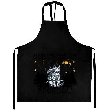Discover Retro Quest Fantasy Squad Broccoli Funny Cat Lover Aprons