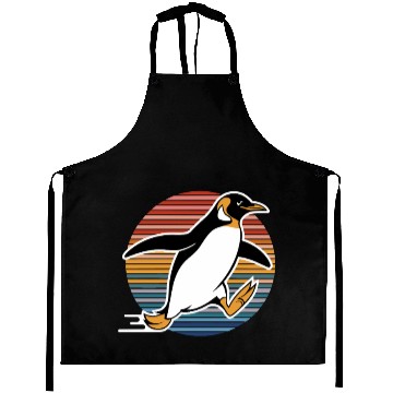 Discover Retro Penguin Running Adventure Graphic Aprons