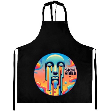 Discover Psychedelic Melting Face with Vibrant Neon Aprons
