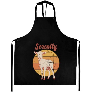 Discover Serenity Vintage Retro Lamb Sunset Aprons