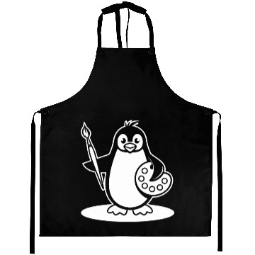 Discover Creative Penguin Artist Holding Brush Aprons