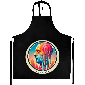 Discover Psychedelic Melting Face Vibrant Trippy Sick Vibes Aprons