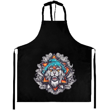 Discover lion face Aprons
