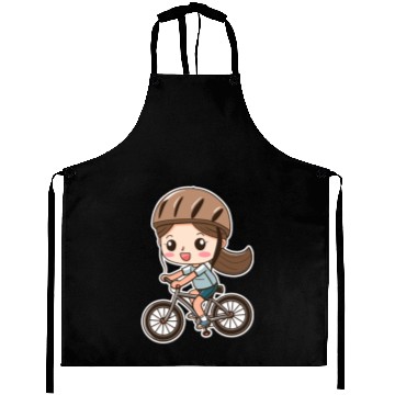 Discover Cycling Girl Cartoon Style Aprons