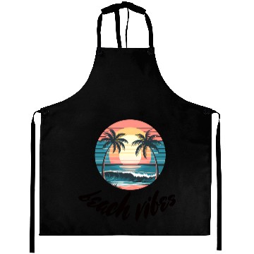 Discover Sunset Beach Scene Illustration Aprons