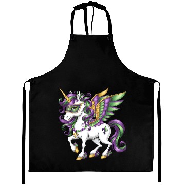 Discover Happy Mardi Gras Unicorn Mask New Orleans Girls Aprons