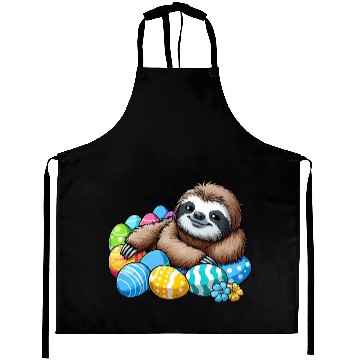 Discover Cute Sloth Easter Egg Cartoon Chilling Aprons