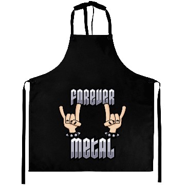 Discover Forever Metal Heavy Metal Devil Horns Hand Gesture Aprons