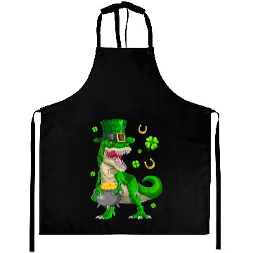 Discover Happy St Patricks Day Dinosaur T-Rex Aprons