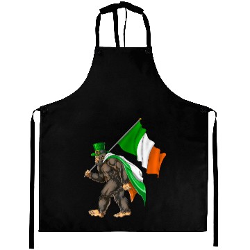 Discover St. Patrick's Day Bigfoot Ireland Flag Aprons