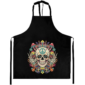 Discover Psychedelic Skull Art Aprons