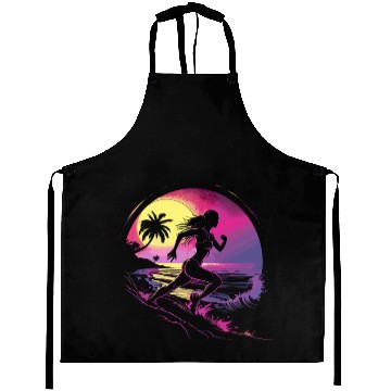 Discover Female Runner Synthwave Aprons