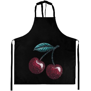 Discover Sweet Cherry Delight with Vibrant Leafy Accent Aprons