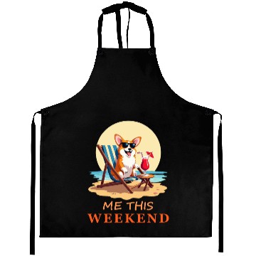 Discover Corgi At The Beach, Me This Weekend Aprons