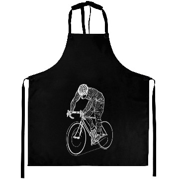 Discover Cycling Guy Line Art Aprons
