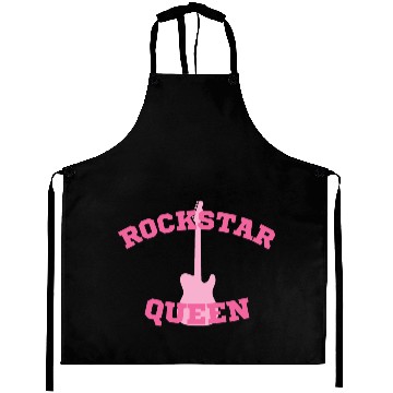 Discover Rockstar Queen Pink Guitar Design Aprons