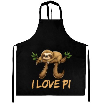 Discover I Love Pi Cute Sloth Math Lover Pi Day Aprons
