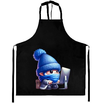 Discover Hardworking Gnome at the Computer Aprons