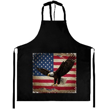 Discover Stylized Eagle with USA Flag Background Aprons