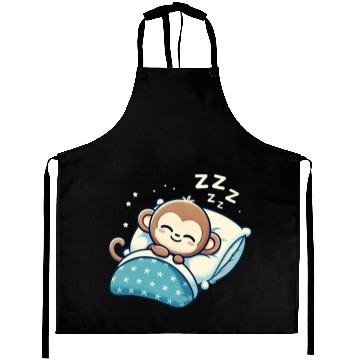 Discover Monkey Sleeping In Bed At Night Time Aprons