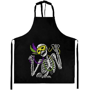 Discover Mardi Gras Skeleton with Beads and Mask Aprons